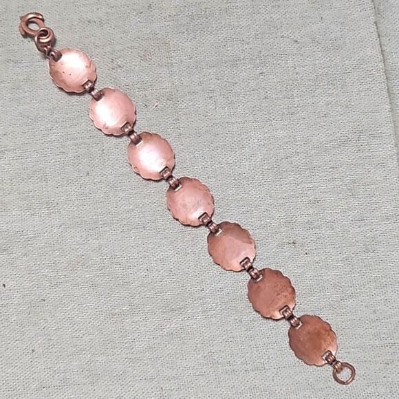 Vintage Copper Kokopelli Lightning Concho Signed Y2K Link Bracelet - Picture 8 of 10